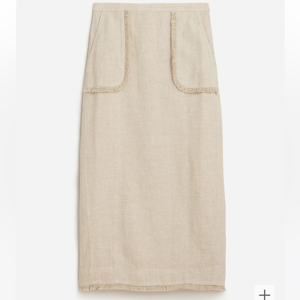 J.Crew midi length linen skirt with front pockets